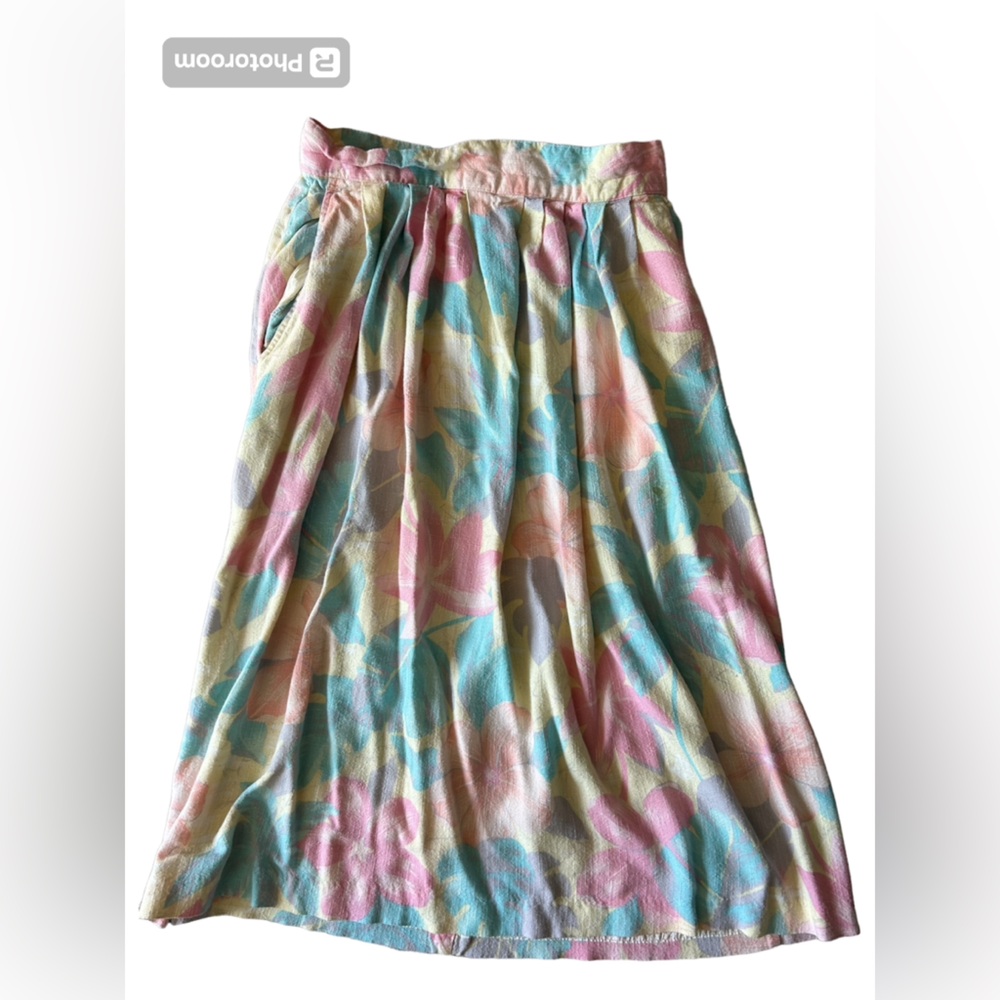Vintage Norton McNaughton, floral midi high waisted skirt, size 10